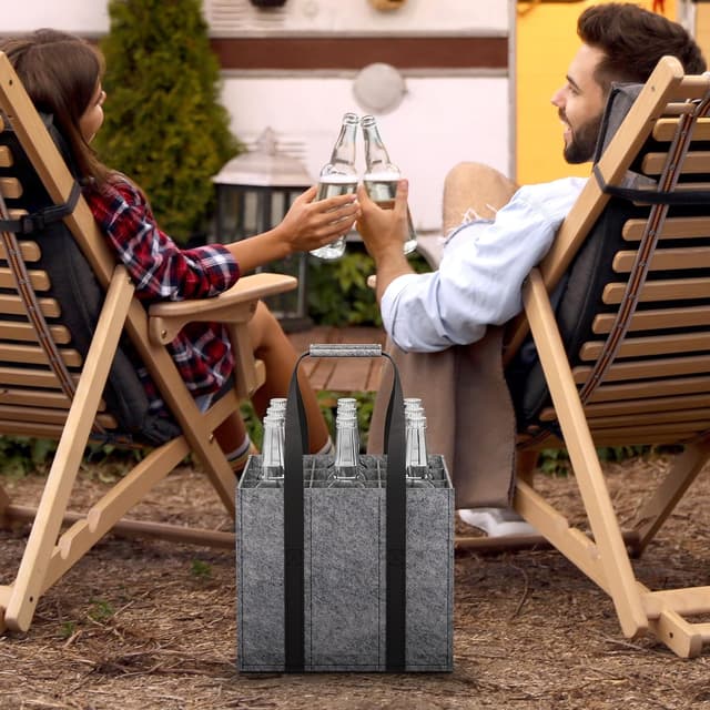 Thumbnail 6 de Lifewit lot de 2 sacs porte-bouteilles en feutre avec poignées (jusqu’à 9 bouteilles de 1,5 L)