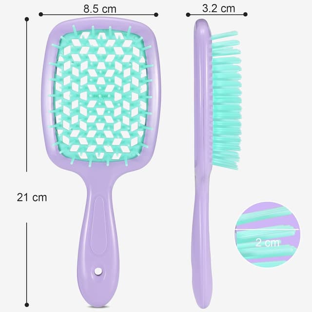 Detalle 2 de LORSEX Haarbürste 2er Pack – Entwirrbürste für Naturhaar, rosarot + hellgrün