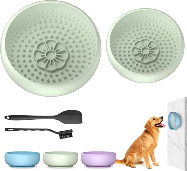 Detalle de Pawinner 2PCS Dog Lick Bowl & Slow Feeder Lick Mat (Non-slip Suction, BPA-free silicone)