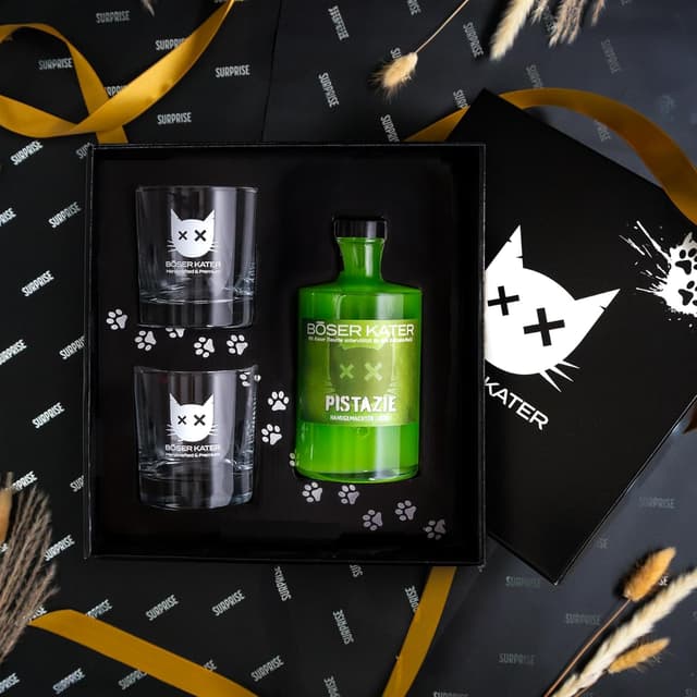 Detalle 2 de BÖSER KATER Pistazien Likör Geschenkset 0,5 l
