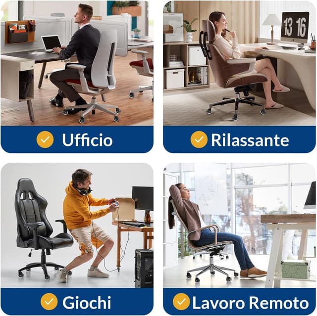 Detalle de COSYLAND set 5 ruote per sedia ufficio 11x22 mm, ultra silenziose 360° con doppio cuscinetto, portata 300 kg (per coppia)