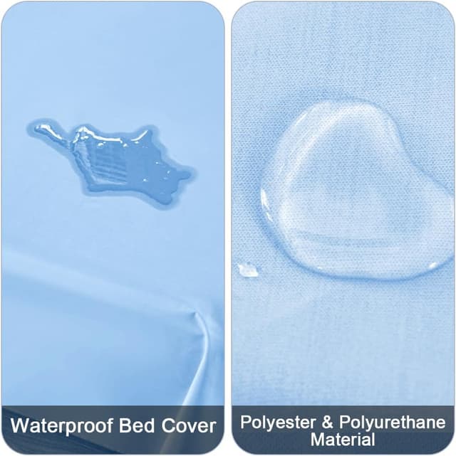 Detalle 2 de DUJUIKE 100% wasserdichte Schutzdecke als Matratzenschoner (Himmelblau) – Cal King/King 230×250 cm