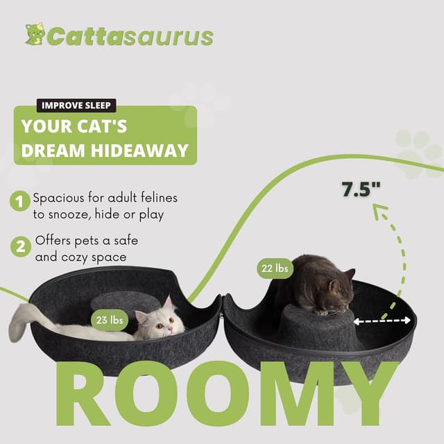 Thumbnail 3 de CATTASAURUS Peekaboo Cat Cave Large for 30–45 lbs 🐱