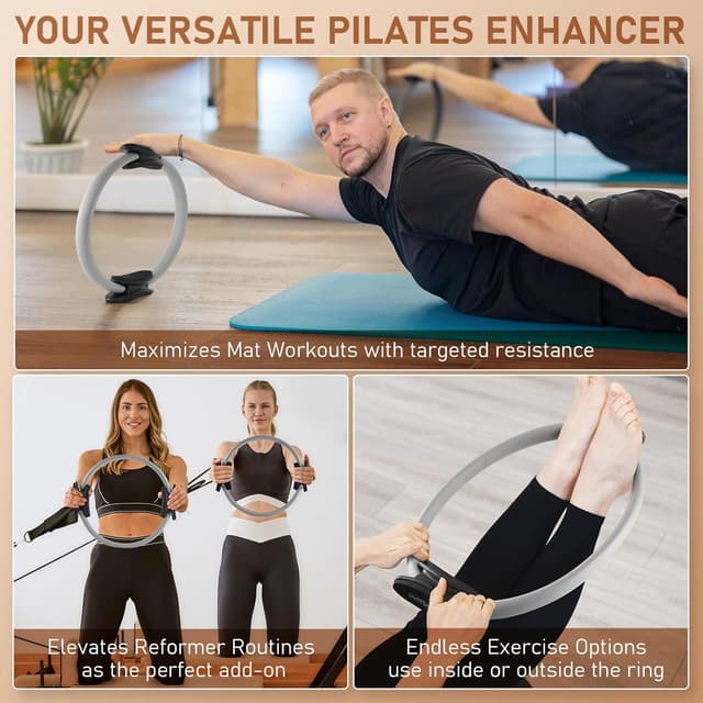 Detalle de PhysKcal Pilates Set: 15 Zoll Pilates-Ring (38 cm) für Training, Einsteiger-Workouts & mehr