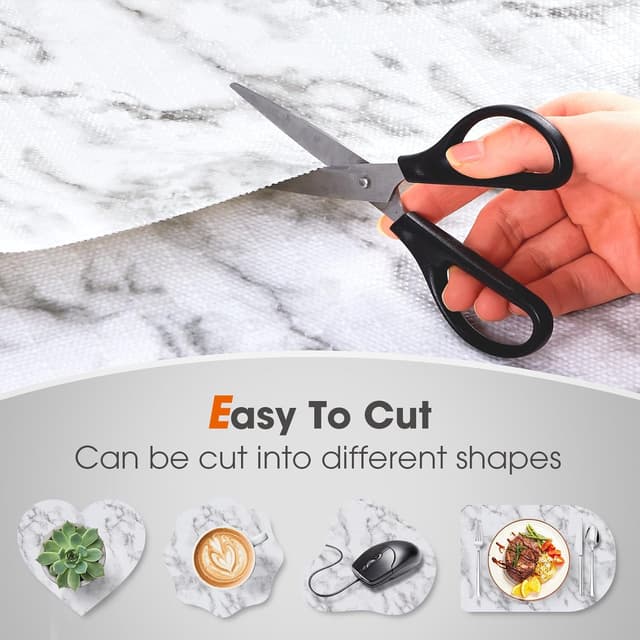 Detalle 2 de ALIUNI Drawer and Shelf Liner (Non-Adhesive), White Marble, Waterproof Non-Slip PVC Mats, 12 in x 10 FT