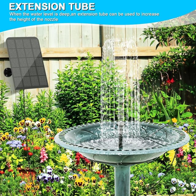 Detalle de Solar Springbrunnen 2,5W Teichpumpe von Solar Springbrunnen – 3,25 m Kabel & 5 Düsen für Gartenteich, Vogelbad & mehr