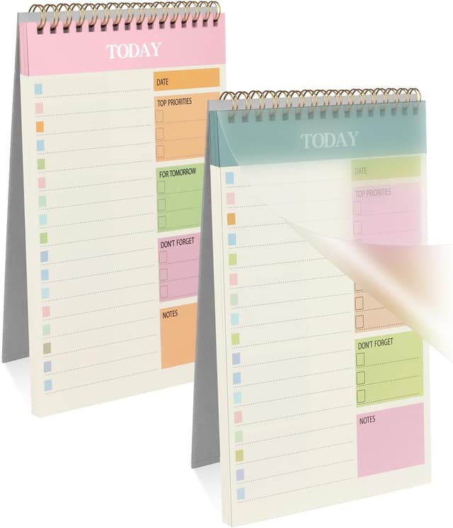Detalle de OFFCUP To Do List Planner A5 non datato (2 pezzi), 52 fogli a quaderno con rilegatura a doppia spirale