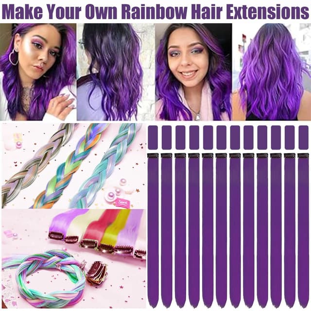 Thumbnail 2 de Dunkellila Haarsträhnen, 12 Clips mit 55 cm