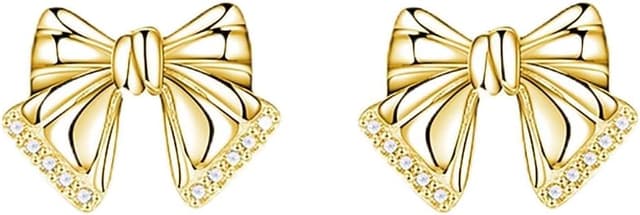 Detalle de SLUYNZ Solid 925 Sterling Silber CZ Schleifen-Ohrstecker (Bowknot) für Damen