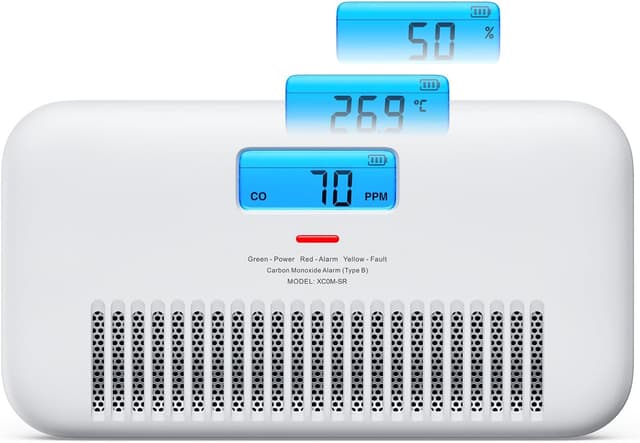 Detalle de X-Sense XC0M-SR Kohlenmonoxid-Melder mit Temperatur- & Feuchtigkeitsüberwachung und Sprachansagen (1 Stück)