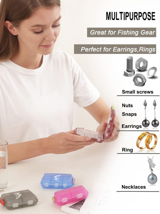 Detalle de 4er-Set Tablettenbox 7 Tage mit 10 Fächern (Pillendose) – Muchengbao, 4 Farben gemischt