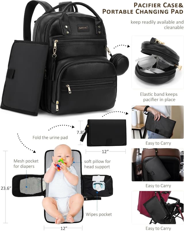 Thumbnail 3 de ROSEGIN vegan leather changing bag backpack