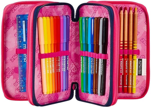 Thumbnail 1 de Seven Astuccio 3 scomparti viola con 44 pezzi: triplo comparto per matite, pennarelli e accessori