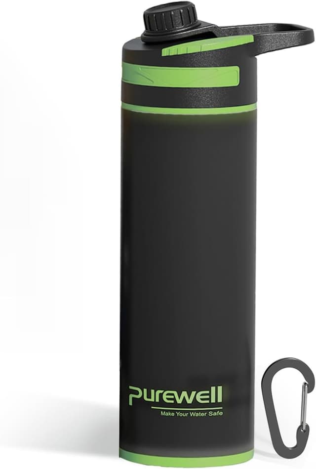 Detalle de Purewell Press-Filter-Flasche 500 ml – Trinkflasche mit Druck-Filtersystem und 0,01 µm UF-Membran
