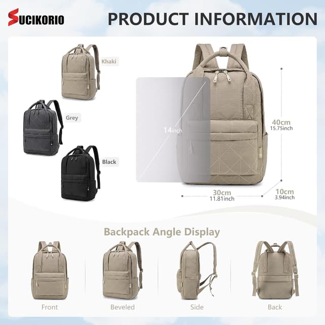 Detalle de SUCIKORIO underseat travel backpack 40x30x15/10cm with 14-inch laptop compartment (taslon cabin bag)