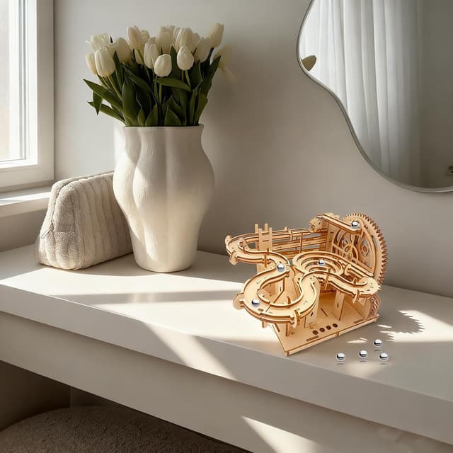 Detalle 2 de IQIETOY 3D Wooden Marble Run DIY Mechanical Puzzle (Age 14+)