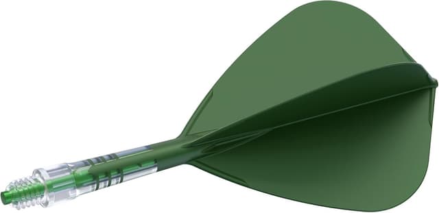 Detalle de CUESOUL Rost T19 en carbone (tige + vol de fléchettes intégrés) vert foncé – lot de 3