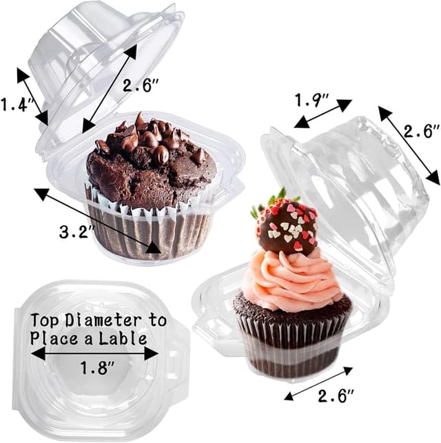 Detalle de NPLUX 50 Cupcake Containers Stackable Dome 🍰
