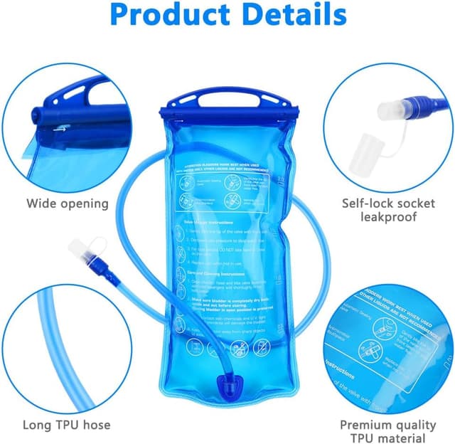 Detalle 2 de flintronic 2L BPA-free Hydration Bladder with insulated tube (leak-proof replacement reservoir)