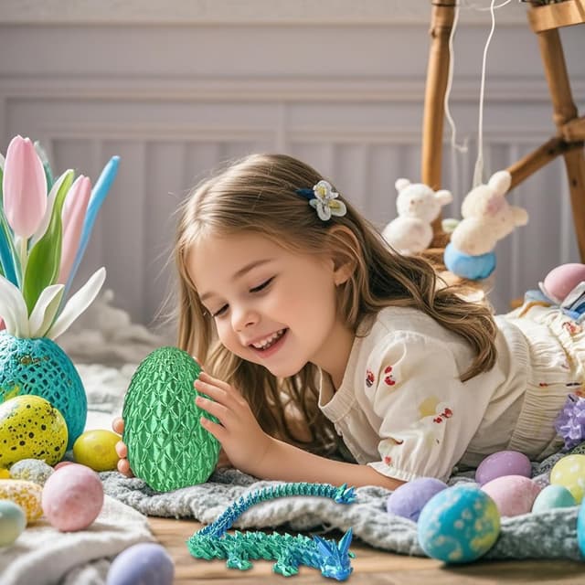 Detalle 2 de Surprise Dragon Egg with Dragon Inside 3D Printed Fidget Toy (Christmas Green, Small)