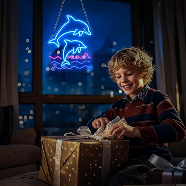 Thumbnail 2 de Delphin Neon-Schild für Partys