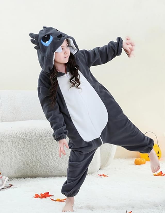 Detalle de CarRivb Kids Onesie Tier-Suit mit Kapuze – Fleece-Hoodie-Overall für Pyjama, Halloween & Weihnachten