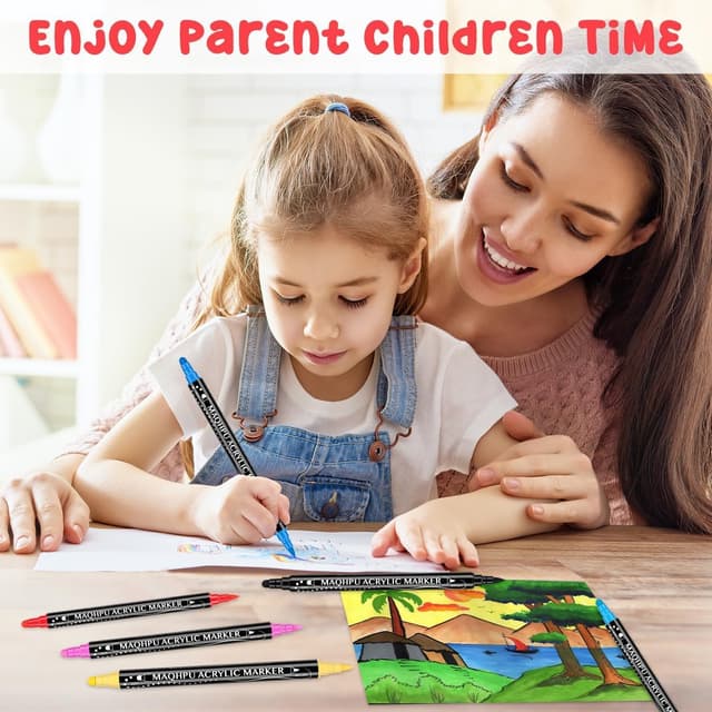 Thumbnail 6 de Maqhpu 24 Colour Dual Tip Acrylic Paint Pens