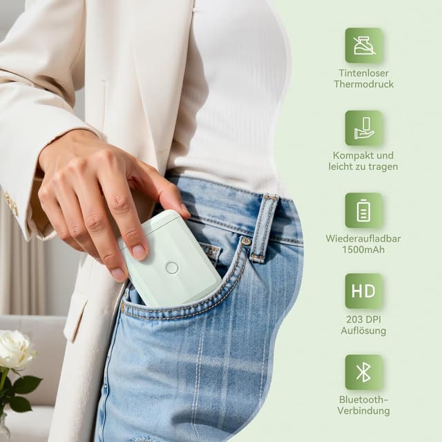 Detalle 2 de NIIMBOT D110 Mini Etikettendrucker mit Bluetooth