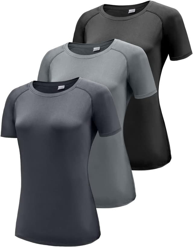 Detalle de Damen 3er Pack Langarmshirt (UPF 50+) – schnelltrocknendes, atmungsaktives Funktionsshirt für Sport & Alltag