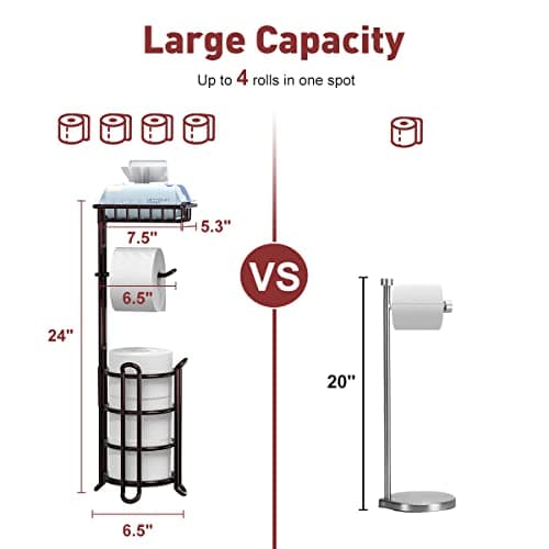 Thumbnail 2 de TreeLen Portarrollos con estante para baño y reserva de papel higiénico bronce