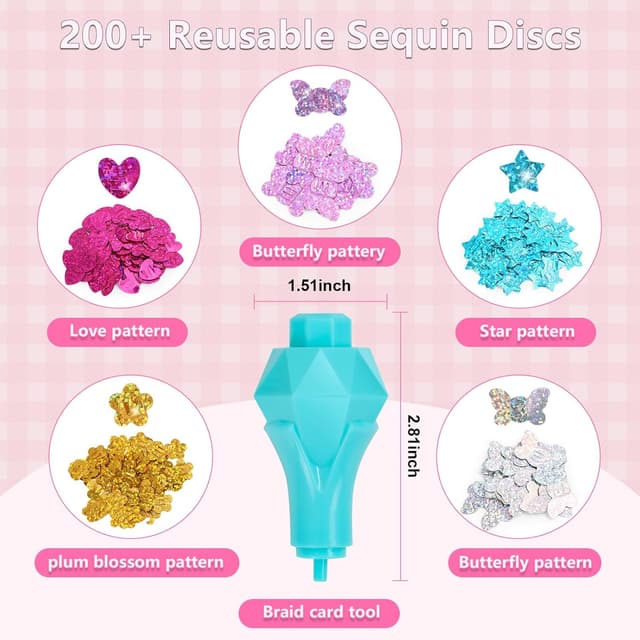 Detalle 2 de WooWee Hair Gem Stamper Kit — Sparkling Hair Jewels Styling Tool for Girls (Reusable Glitter Sequins)