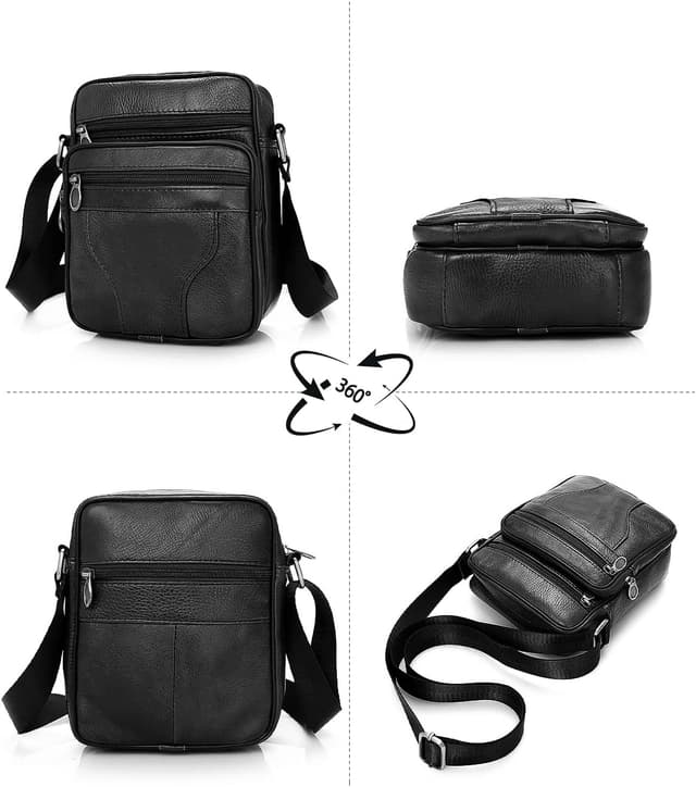 Detalle de Realmark Men’s Genuine Leather Cross Body Messenger Bag (Small Side Satchel) – Adjustable Strap