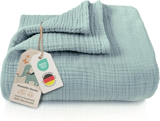 Imagen de LAYNENBURG Musselin Babydecke 120x120 mintgrün en OfertitasTOP