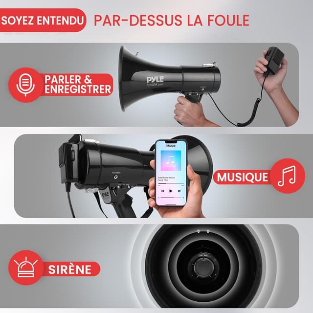Detalle 1 de Pyle Mégaphone Bullhorn 50 Watts 📢