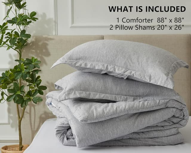 Thumbnail 6 de CozyLux Queen Comforter Set (3-Piece) in Light Gray, Double-Brushed Microfiber Cationic Dyeing