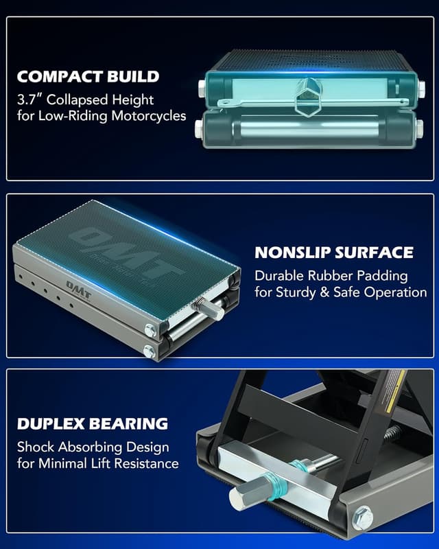 Detalle 2 de Orion Motor Tech 1100 lb Motorcycle Lift Scissor Jack with Wide Deck & T-Handle (Gray)