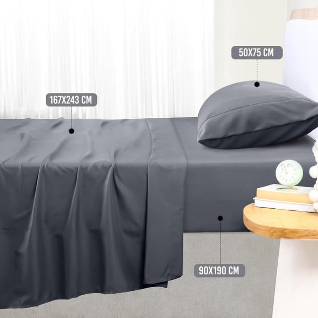 Thumbnail 1 de Utopia Bedding 90x190 Sábanas 3 piezas gris