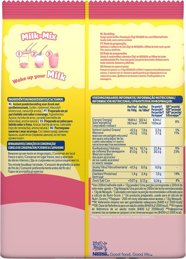 Detalle 2 de Nesquik Nestlé Fresa 🍓 Bolsa 350 g