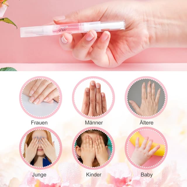 Detalle 2 de AISEELY Nagelöl Stift (Cuticle Oil) – Set mit 8 Nagelhaut-Ölstiften für gepflegte, weniger trockene Nägel