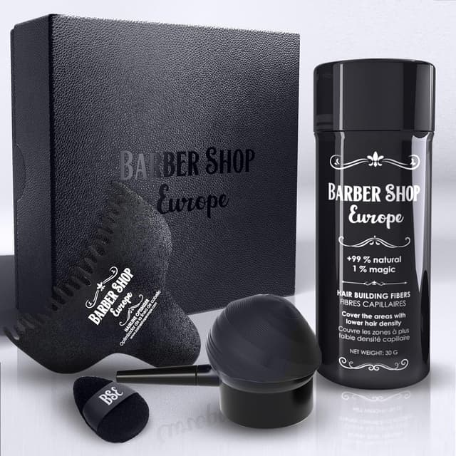 Detalle de Kit x3 Fibre Capillaire Spray (châtain foncé) avec applicateur et optimiseur – poudre densifiante anti-ruissellement