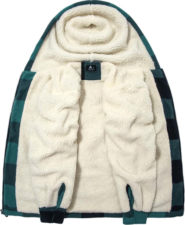 Detalle de SCODI Men's Flannel Shirt Jacket Sherpa Lined Coat