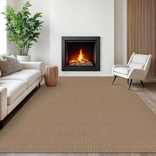 Detalle de EARTHALL Woven Area Rugs 6x9 Ft Washable Non-Slip Braided Rug (Orange/Tan/Brown)