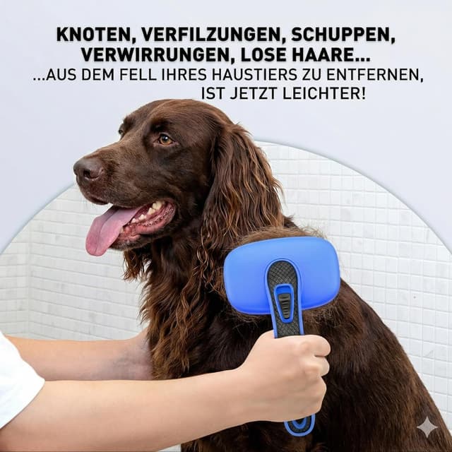 Thumbnail 5 de Hundebürste für Unterwolle Ein-Klick blau