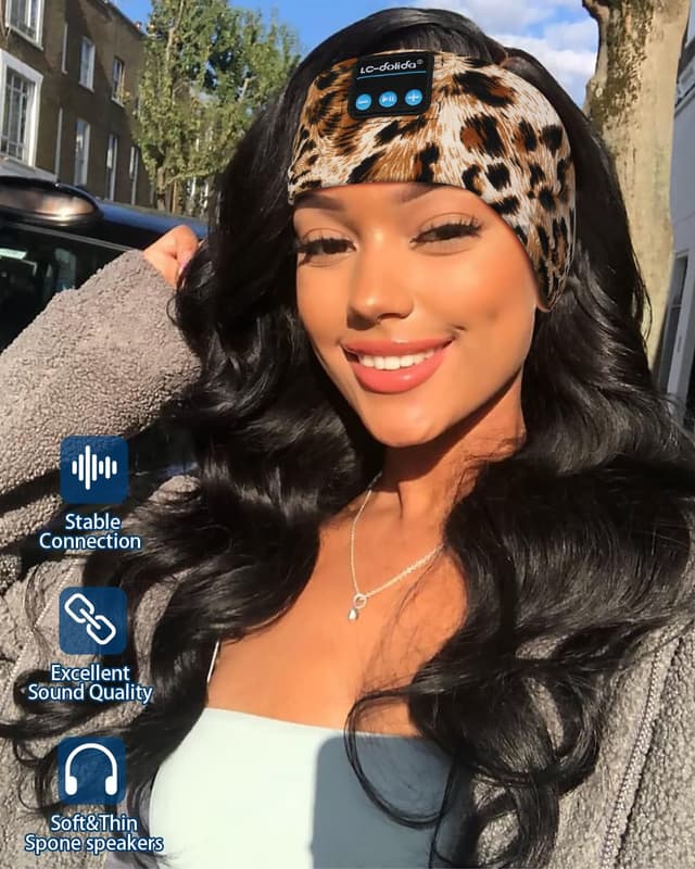 Detalle de LC-dolida Sleep Headphones Bluetooth with Sleep Mask and Thin HD Stereo Speakers