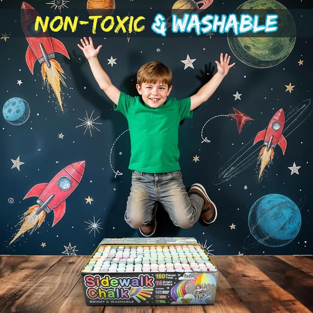 Detalle de 160-Piece Jumbo Sidewalk Chalk Set for Kids (14 Colors, 10 Neon + 10 Glitter)