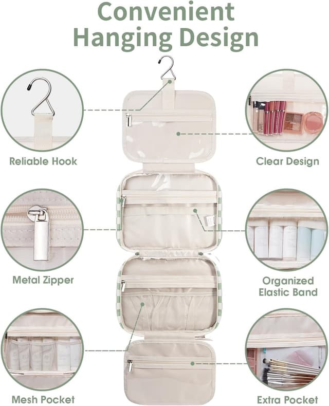 Thumbnail 5 de Narwey Large Checkered Hanging Travel Toiletry Bag