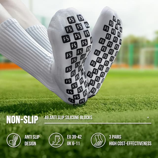 Detalle de AVABEST Chaussettes de sport antidérapantes lot de 3 (football, basket, rugby, trekking) 35-39 à 39-46