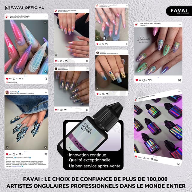 Thumbnail 6 de FAVAI Aurora Collection (#A) Airbrush Gel – Set de 12 couleurs métalliques iridescentes (baby boomer)