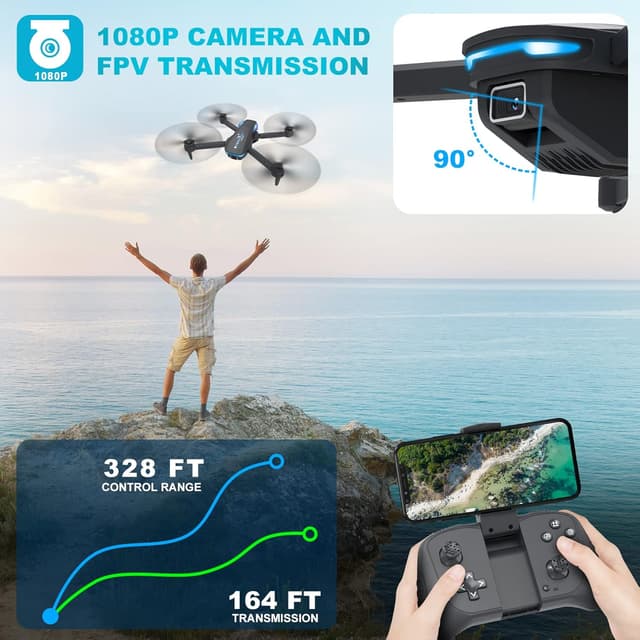 Thumbnail 4 de Foldable 1080P Camera Drone with 2 Batteries