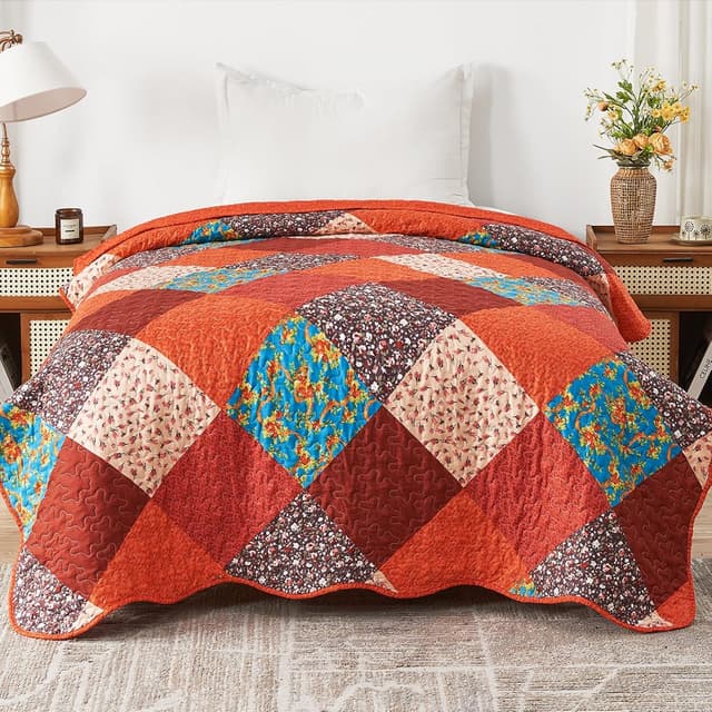 Thumbnail 6 de Qucover Patchwork Couvre Lit et Dessus de Lit réversible 150x200 cm (1 personne) en boutis matelassé